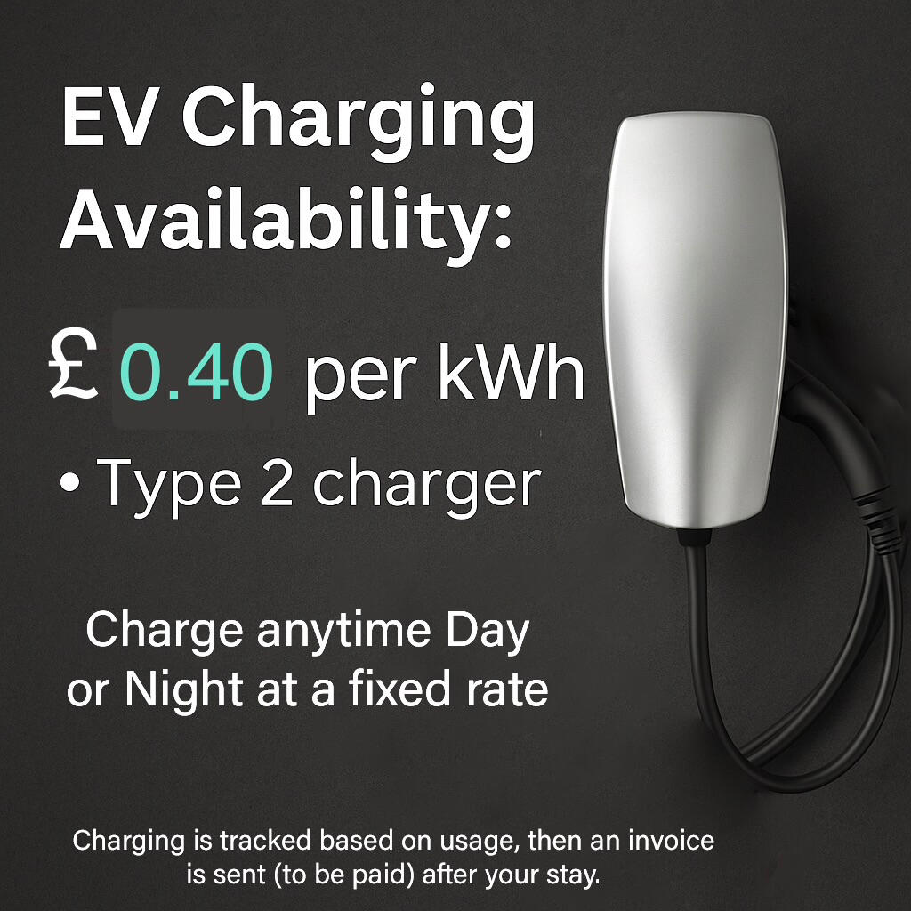 EV charging at The Mill Bank Retreat, Anglesey holiday home EV charging point available at The Mill Bank Retreat holiday home in Anglesey, North Wales. Type 2 charger, £0.45 per kWh, available day and night.