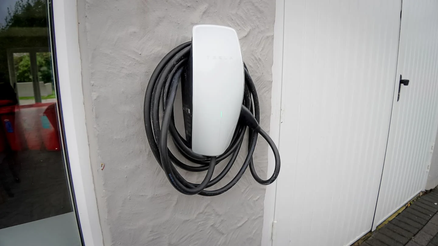 The retreat’s wall-mounted Type 2 charger with its charging cable